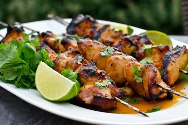 Honey-Lime-Siracha-Chicken-Skewers-and-Peanut-Sauce