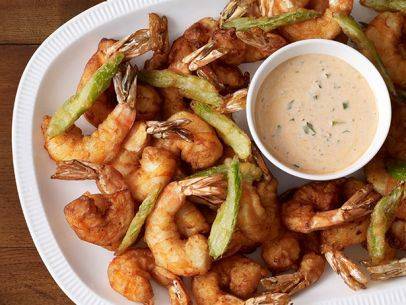 Buffalo Fried Shrimp with Fried Celery