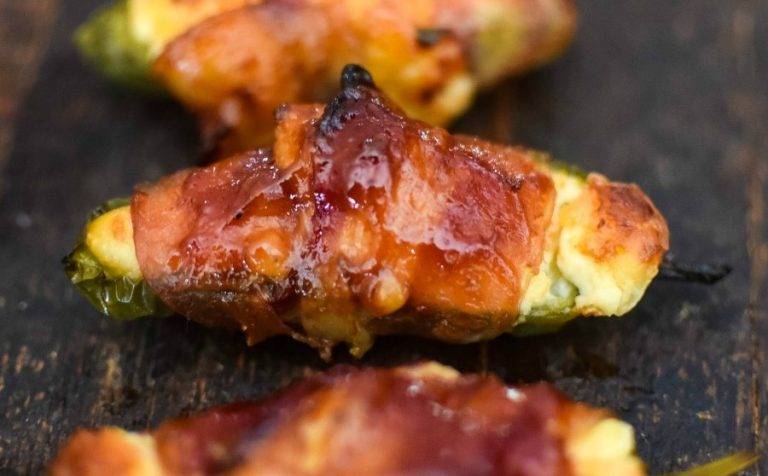Sausage-Stuffed, Bacon-Wrapped Jalapeno Poppers