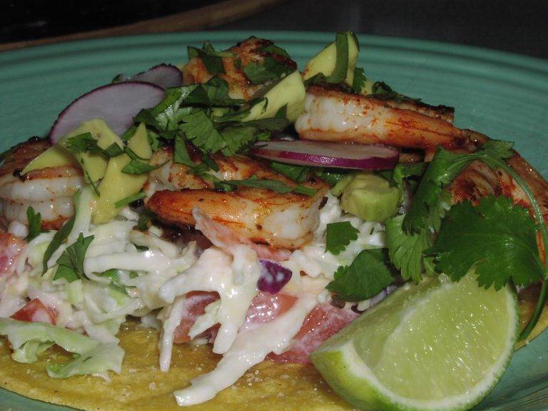 Tequila-Chipotle Shrimp Tostadas with Mexican Slaw