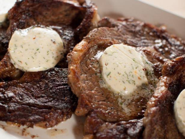 Rib Eye Steaks with Gorgonzola Cowboy Butter