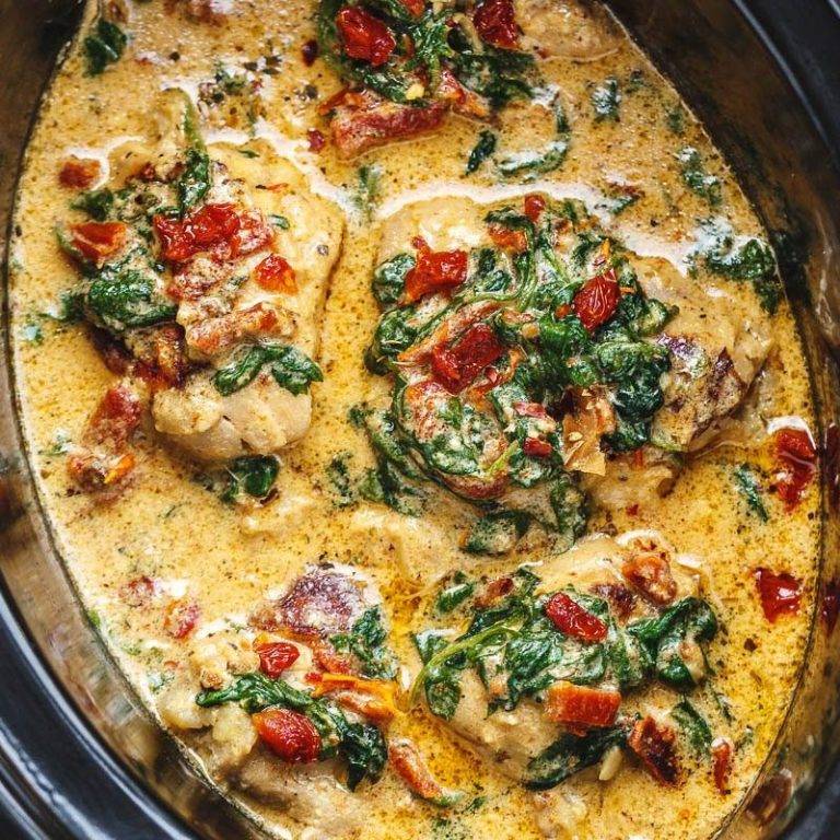 Crockpot Tuscan Garlic Chicken with Spinach