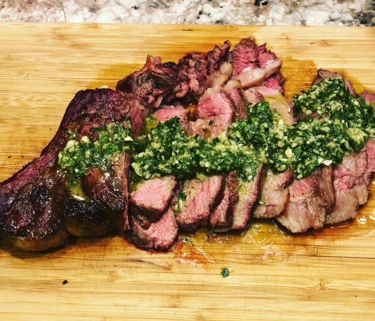 Cowboy Rib-Eye Steak with Chimichurri