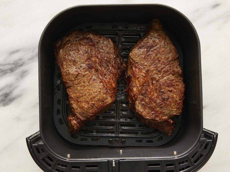 Air Fryer Rib-Eye Steak with Garlic-Blue Cheese Butter