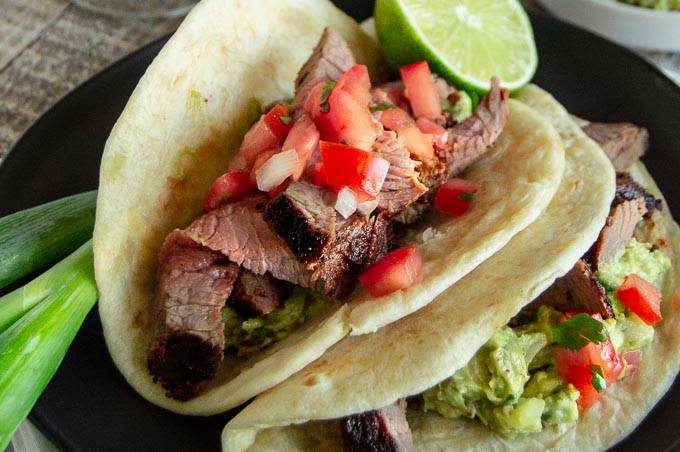 Santa Maria/Mexican Tri-Tip Tacos with Guacamole and Pico