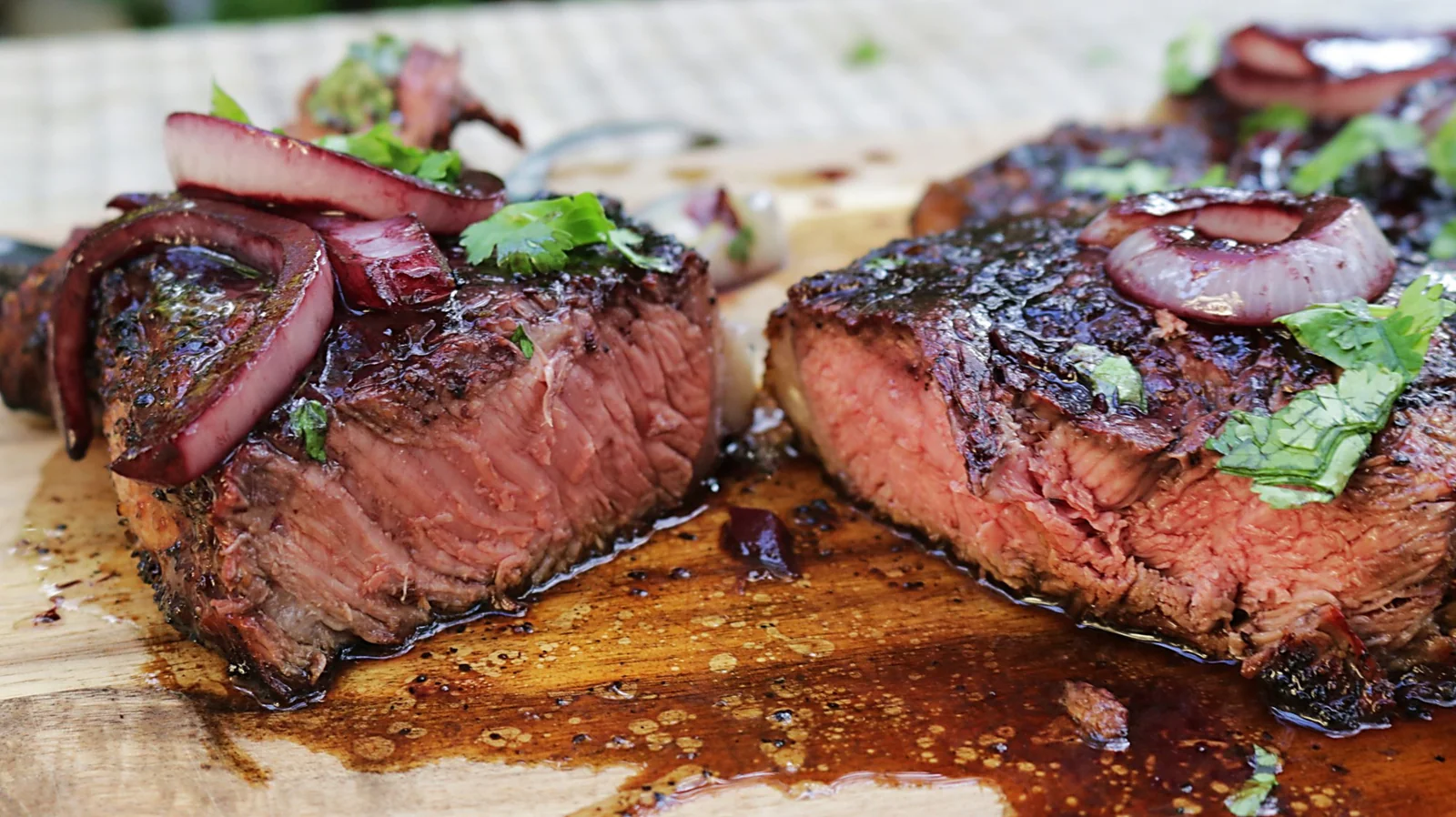 Rib Eyes with Red Wine Mushroom Pan Sauce