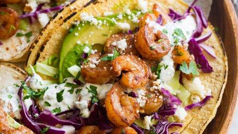 Shrimp Tacos with Cilantro-Lime Crema