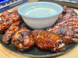 Smoked and Grilled Creole Chicken Wings with Tony’s Ranch Dip