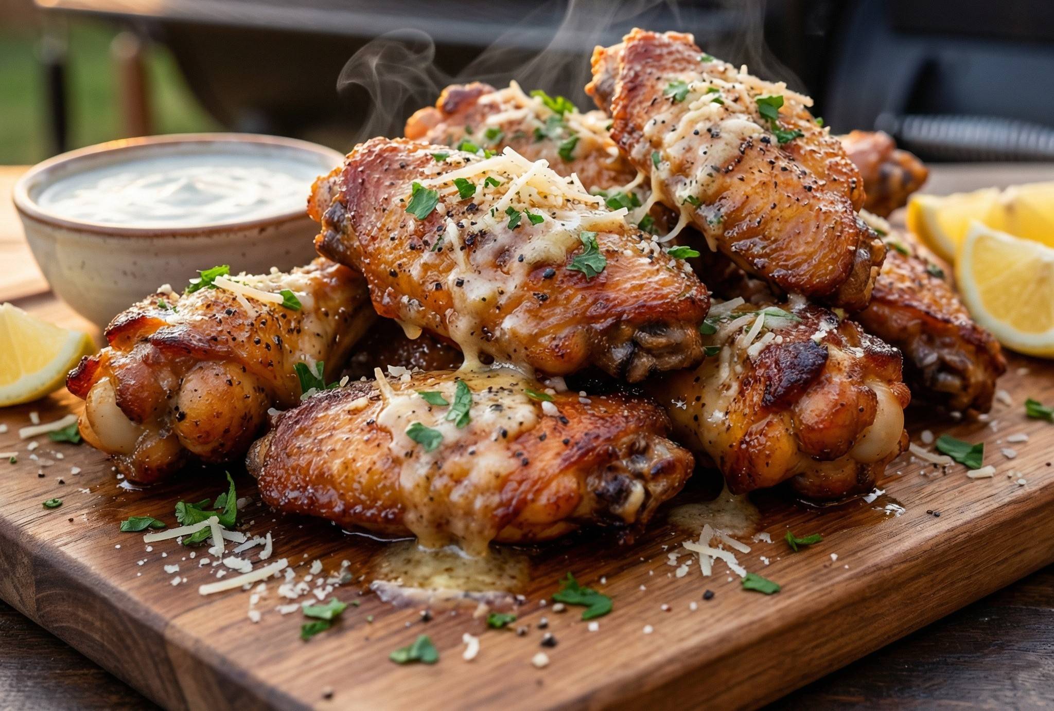 Smoked Garlic Parmesan Chicken Wings