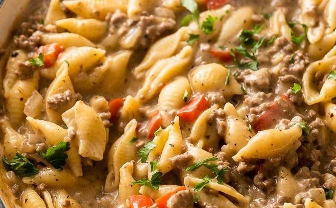Creamy Beef and Shells