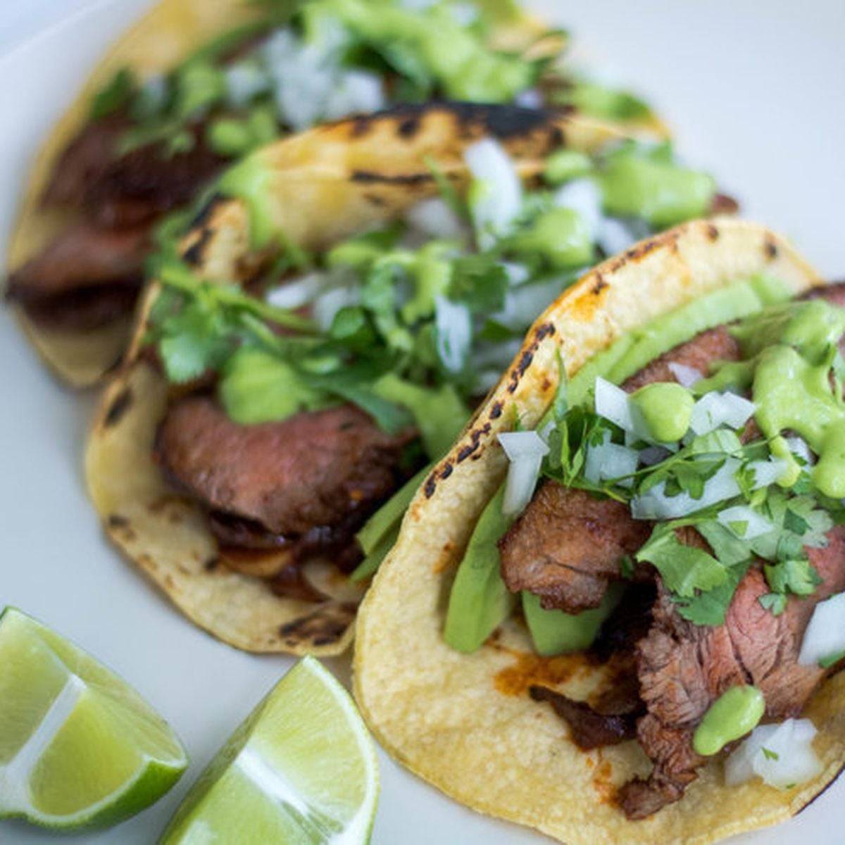 Real Deal Carne Asada Tacos with Salsa Verde