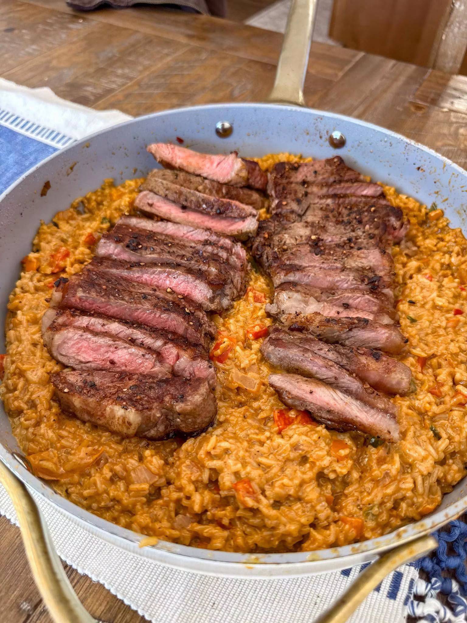 One Pan Easy Cajun Steak and Rice